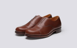 Grenson Shoe No.2 in Brown Calf Leather - 3 Quarter View
