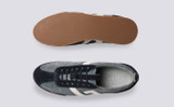 Sneaker 51 | Mens Trainers in Blue Grey Eco Suede | Grenson - Top and Sole View