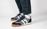 Sneaker 51 | Mens Trainers in Blue Grey Eco Suede | Grenson - Lifestyle View