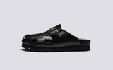 Dale | Clogs for Men in Black Leather with Rubber Sole | Grenson - Side View