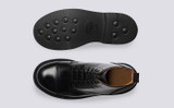 Desmond | Mens Boots in Black Polished Leather | Grenson - Top and Sole View