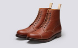 Grenson Shoe No.3 in Tan Grain Calf Leather - 3 Quarter View