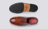Archie | Mens Brogues in Tan Handpainted Leather | Grenson - Top and Sole View