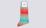 Mens Socks | Turquoise Rainbow Socks in Cotton | Grenson - Folded View