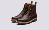 Grenson Fred in Brown Hand Painted Calf Leather - 3 Quarter View