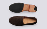 Epsom | Mens Loafers in Burnt Oak Suede | Grenson - Top and Sole View