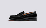 Epsom | Mens Loafers in Black Leather | Grenson - Side View