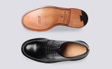 Camden | Mens Derby Shoes in Black Leather | Grenson - Top and Sole View