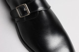 Arundel | Mens Monk Strap Shoes in Black Leather | Grenson - Detail View