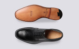 Canterbury | Mens Brogues in Black Leather | Grenson - Top and Sole View