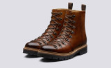 Grenson Brady in Tan Hand Painted Calf Leather - 3 Quarter View