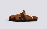 Dale | Clog Sandals for Men in Brown with Shearling | Grenson - Side View