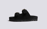 Florin | Mens Sandals in Black with Shearling | Grenson - Side View