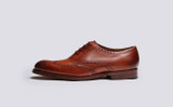 Luther | Mens Brogues with Wingtip in Tan Leather | Grenson - Side View