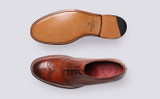 Luther | Mens Brogues with Wingtip in Tan Leather | Grenson - Top and Sole View