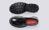 Hattie | Loafers for Women in Black Colorado Leather | Grenson - Top and Sole View