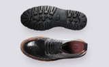 Fran | Womens Brogue Boots in Black Leather | Grenson - Top and Sole View