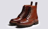 Fran | Womens Brogue Boots in Tan Leather | Grenson - Main View