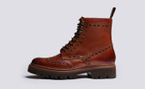 Fran | Womens Brogue Boots in Tan Leather | Grenson - Side View