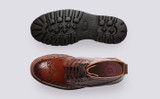 Fran | Womens Brogue Boots in Tan Leather | Grenson - Top and Sole View