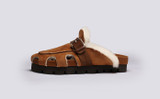 Dotty | Clog Sandals for Women in Brown with Shearling | Grenson - Side View