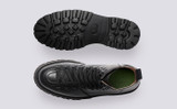 Nanette | Vegan Hiker Boots for Women in Black Grain | Grenson - Top and Sole View
