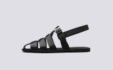 Quincy | Mens Sandals in Black Calf Leather | Grenson - Side View