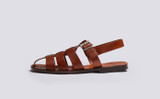 Queenie | Womens Sandals in Tan Handpainted Leather | Grenson - Side View