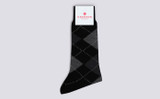 Mens Argyle Socks | Black Wool Mix | Grenson - Main View