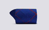 Mens Simple Argyle Socks | Blue Wool Mix | Grenson - Rolled View