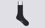 Mens Simple Argyle Socks | Grey Wool Mix | Grenson - Full View