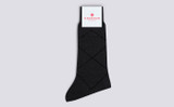Mens Simple Argyle Socks | Grey Wool Mix | Grenson - Main View