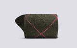 Mens Simple Argyle Socks | Green Wool Mix | Grenson - Rolled View