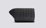 Mens Plain Rib Socks | Grey Wool Mix | Grenson - Rolled View