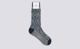Mens Nordic Socks | Blue Wool Mix | Grenson - Full View