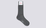 Mens TV Fuzz Socks | Blue Cotton | Grenson  - Full View