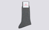 Mens TV Fuzz Socks | Blue Cotton | Grenson - Main View