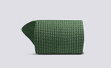 Mens Waffle Socks | Green Cotton | Grenson - Rolled View