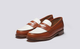 Epsom | Mens Loafers in Brown and White Leather | Grenson - Main View
