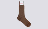 Womens False Seam Socks | Brown Cotton Mix | Grenson - Full View