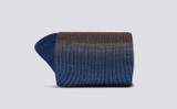 Womens Rainbow Socks | Blue Cotton | Grenson - Rolled View