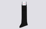 Womens Thigh Length Socks | Black Organic Cotton | Grenson - Main View