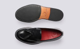 Merlin | Loafers for Men in Black Leather | Grenson - Top and Sole View