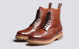 Fred | Mens Brogue Boots in Tan on Vibram Sole | Grenson - Main View