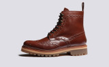 Fred | Mens Brogue Boots in Tan on Vibram Sole | Grenson  - Side View