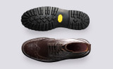Fred | Mens Brogue Boots in Brown on Vibram Sole | Grenson - Top and Sole View