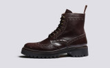 Fred | Mens Brogue Boots in Brown on Vibram Sole | Grenson - Side View