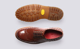 Archie | Mens Brogues in Tan on Vibram Sole | Grenson - Top and Sole View