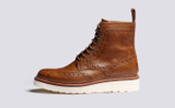 Fred | Mens Brogue Boots in Natural Heritage Leather | Grenson - Side View