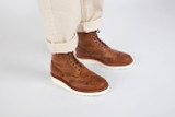 Fred | Mens Brogue Boots in Natural Heritage Leather | Grenson - Lifestyle View